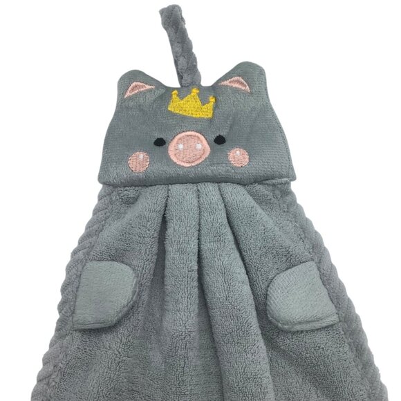 Cute Piggy Baby Bath Wash Towel Crown Soft Plush Newborn Toddler 14" - Picture 2 of 4